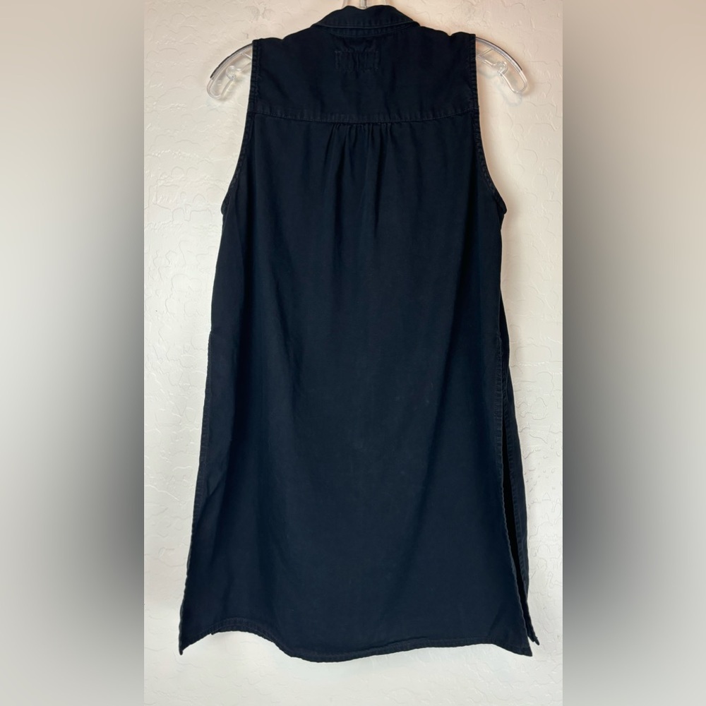 Pistola Black Sleeveless Button Down Shirt Dress Mini Tunic M 0305 - Picture 2 of 7